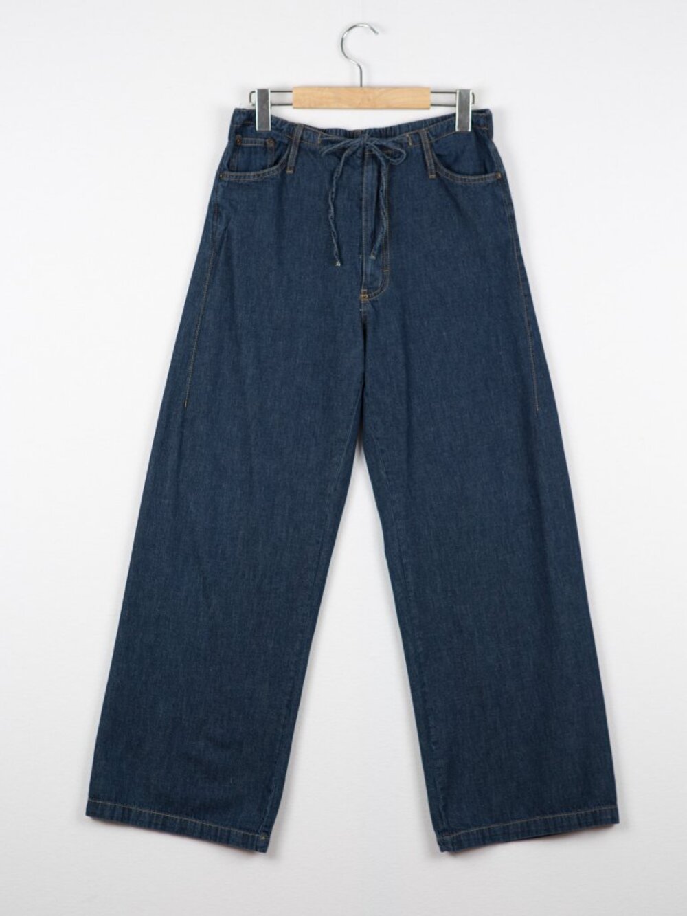 ZARA High Waisted Wide Leg Drawstring Denim Jeans Size 8 - 100% Cotton